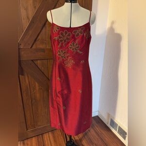 Vintage Ann Taylor Silk Duponi Embroidered Dress